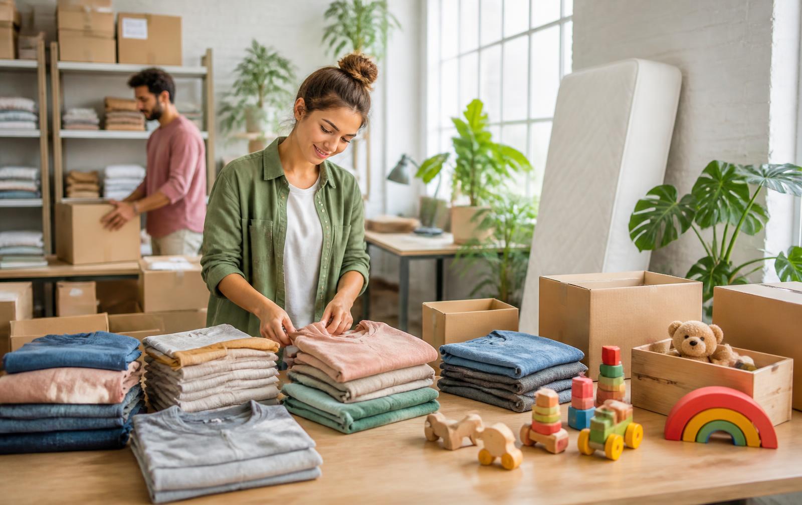 Tri de vêtements, jouets et matelas dans notre centre de revalorisation